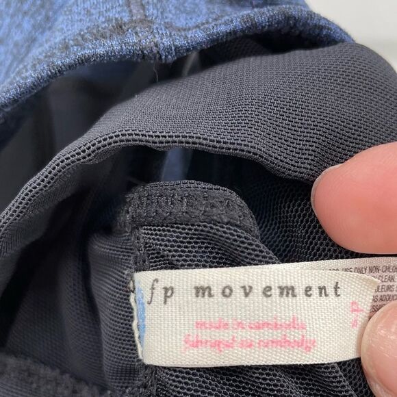 Free People Movement Blue Racerback Black Mesh Sports Workout Bra - Picture 3 of 3